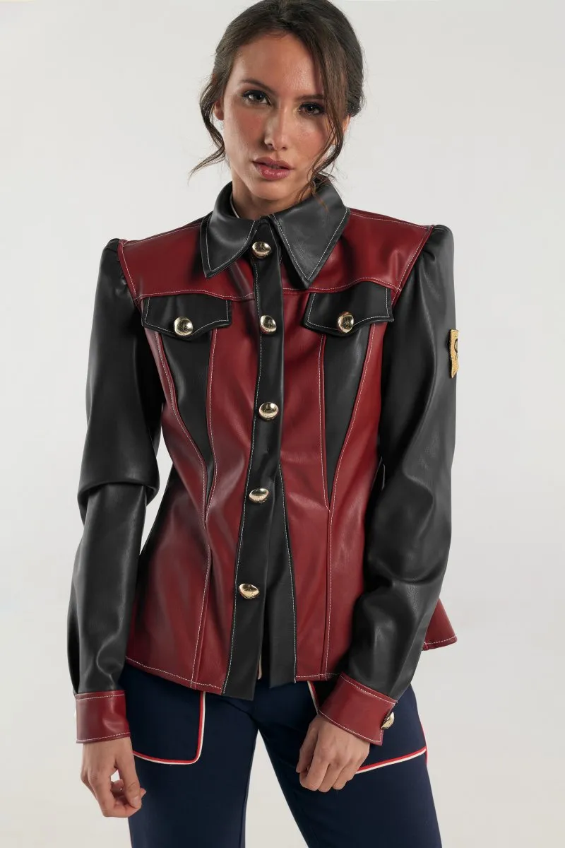 Carmen Horneros chaqueta ecopiel bicolor