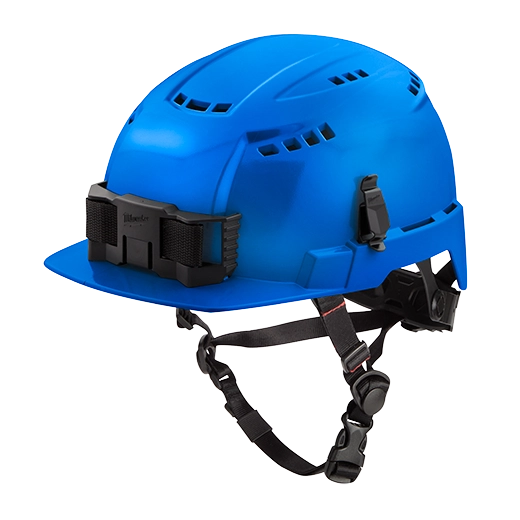Casco de seguridad de ala delantera azul con ventilación (EE. UU.): Tipo 2, Clase C