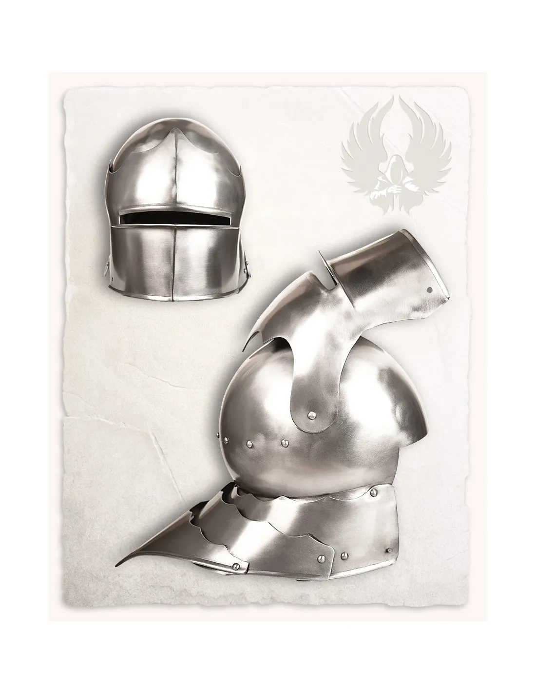 Casco medieval Sallet acero pulido modelo Mathes