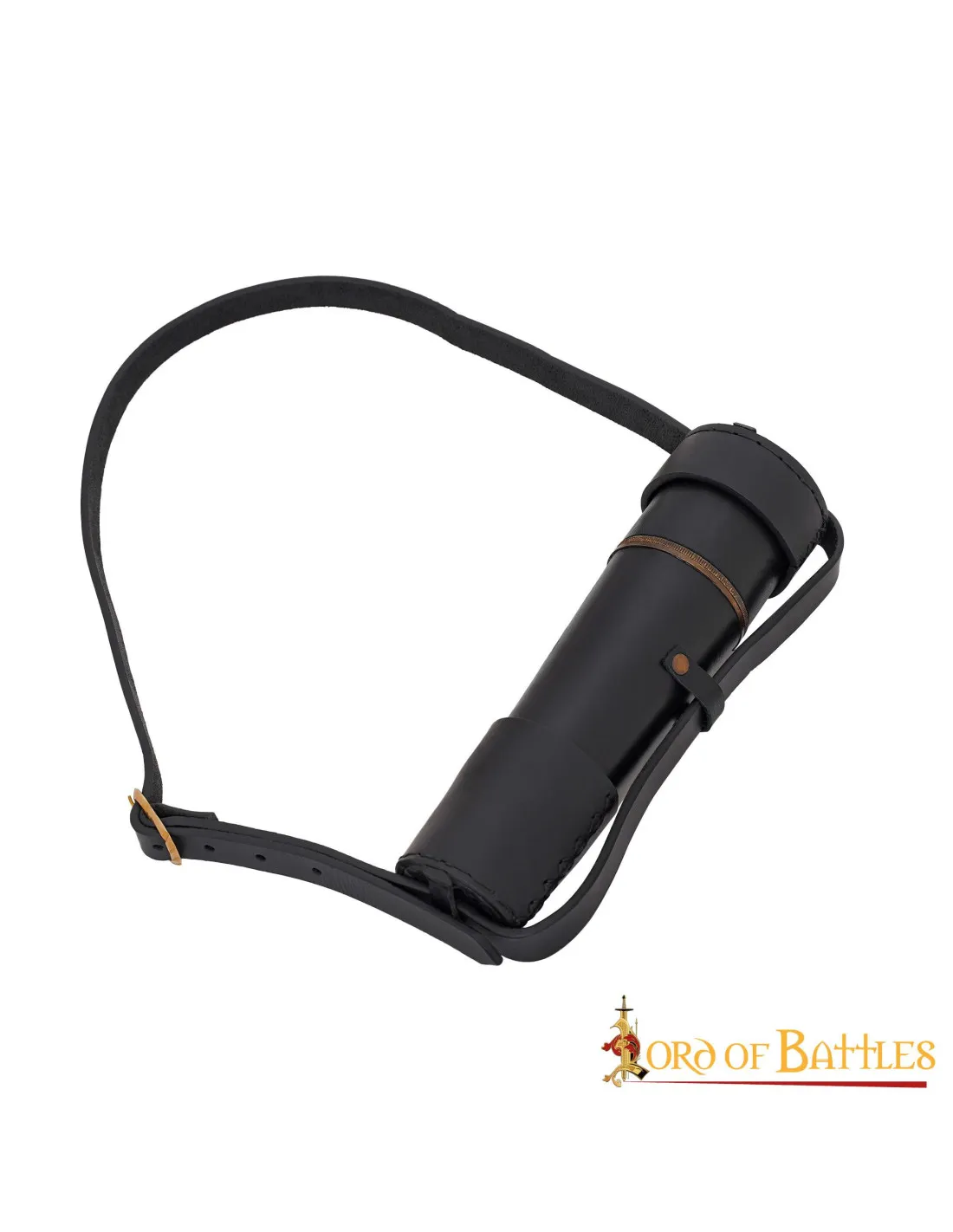 Catalejo medieval funcional latón con funda cuero (42,5 cm.)