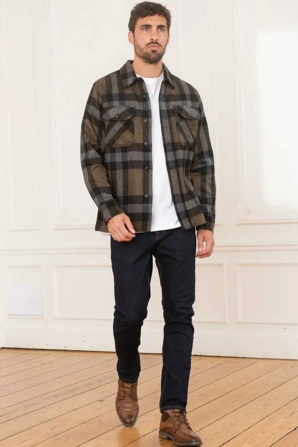 Cazadora Hombre Schott Shcarl4 Khaki Checks
