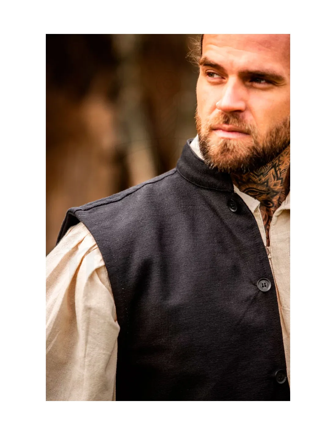 Chaleco medieval tejido a mano Irvin, negro