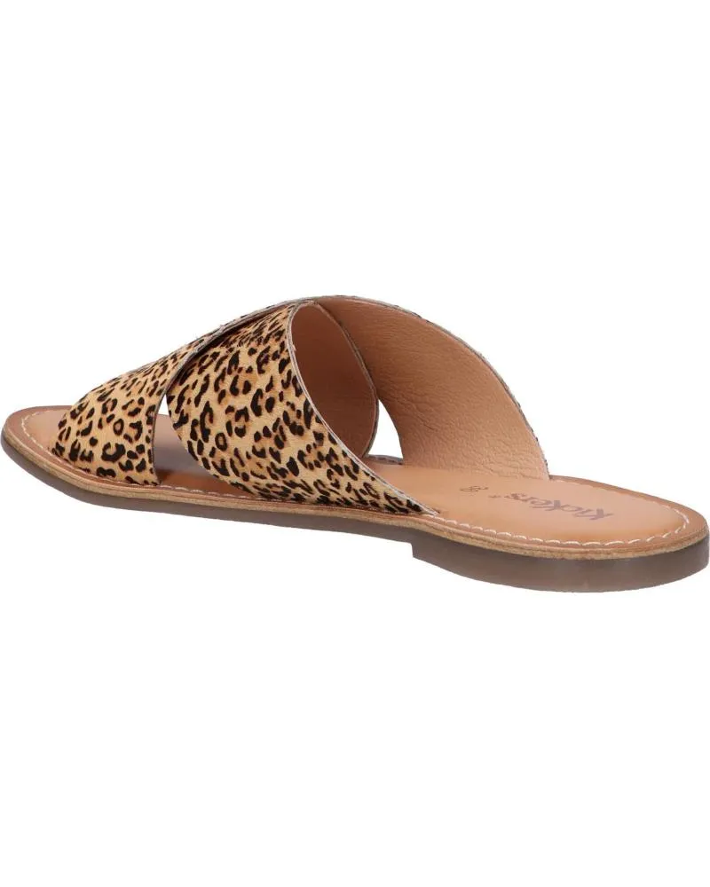 CHANCLAS DE MUJER KICKERS 70031850 DIAZ2 113 BEIGE IMPRIME LEOPARD