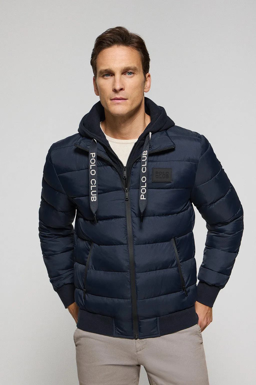 Chaqueta acolchada azul marino Canyon con detalles Polo Club