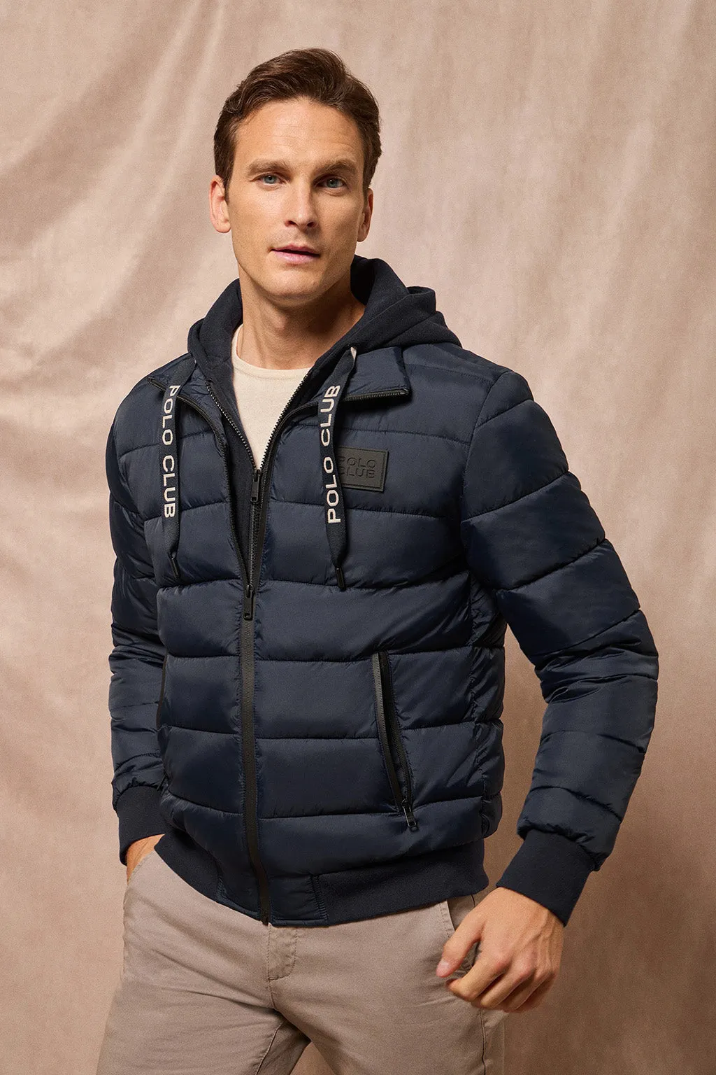 Chaqueta acolchada azul marino Canyon con detalles Polo Club