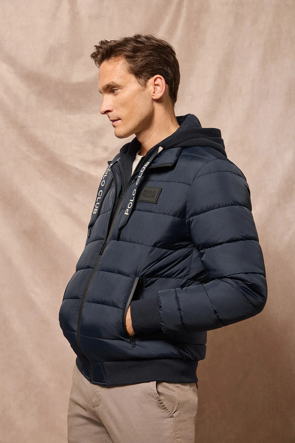 Chaqueta acolchada azul marino Canyon con detalles Polo Club