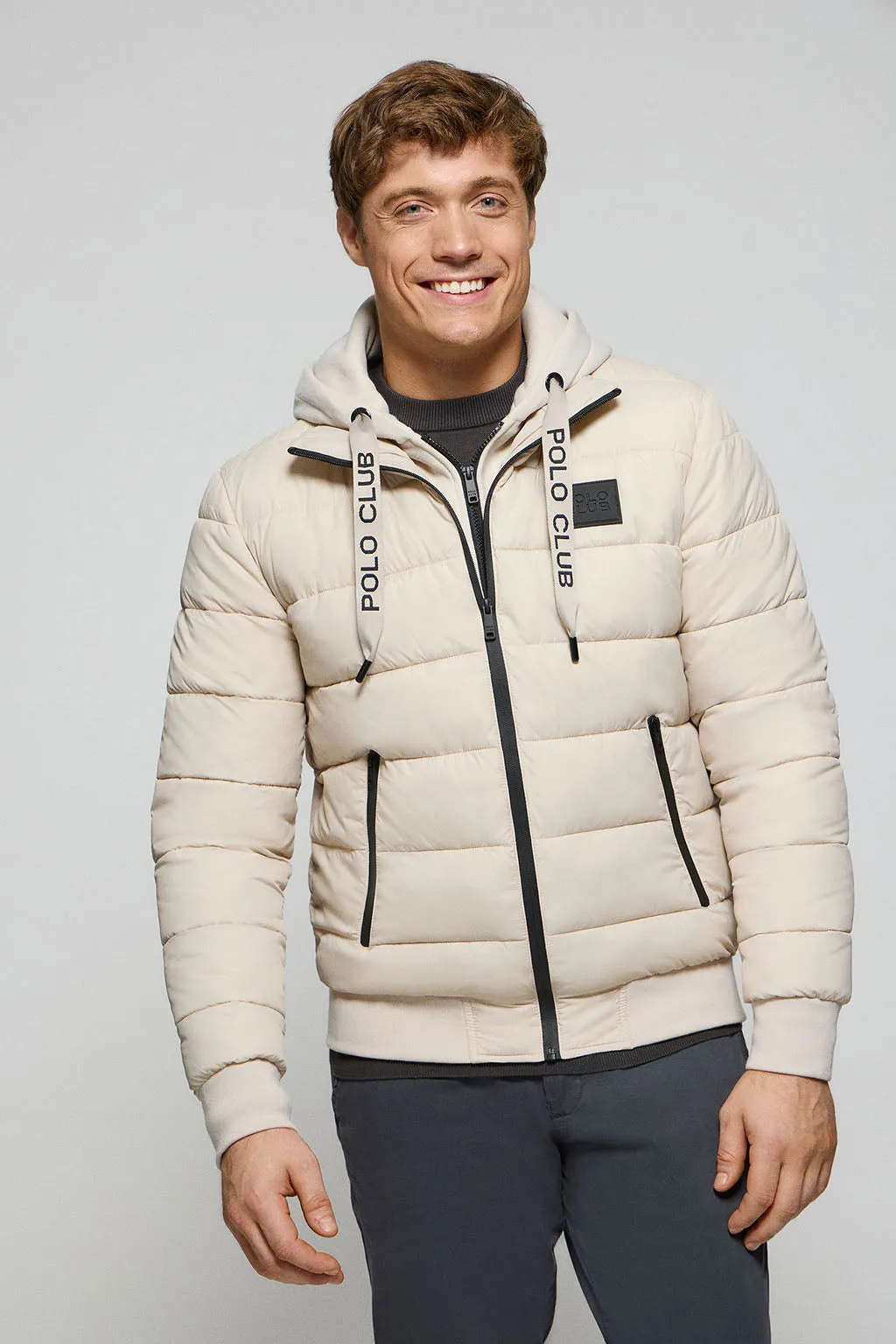 Chaqueta acolchada beige Canyon con detalles Polo Club