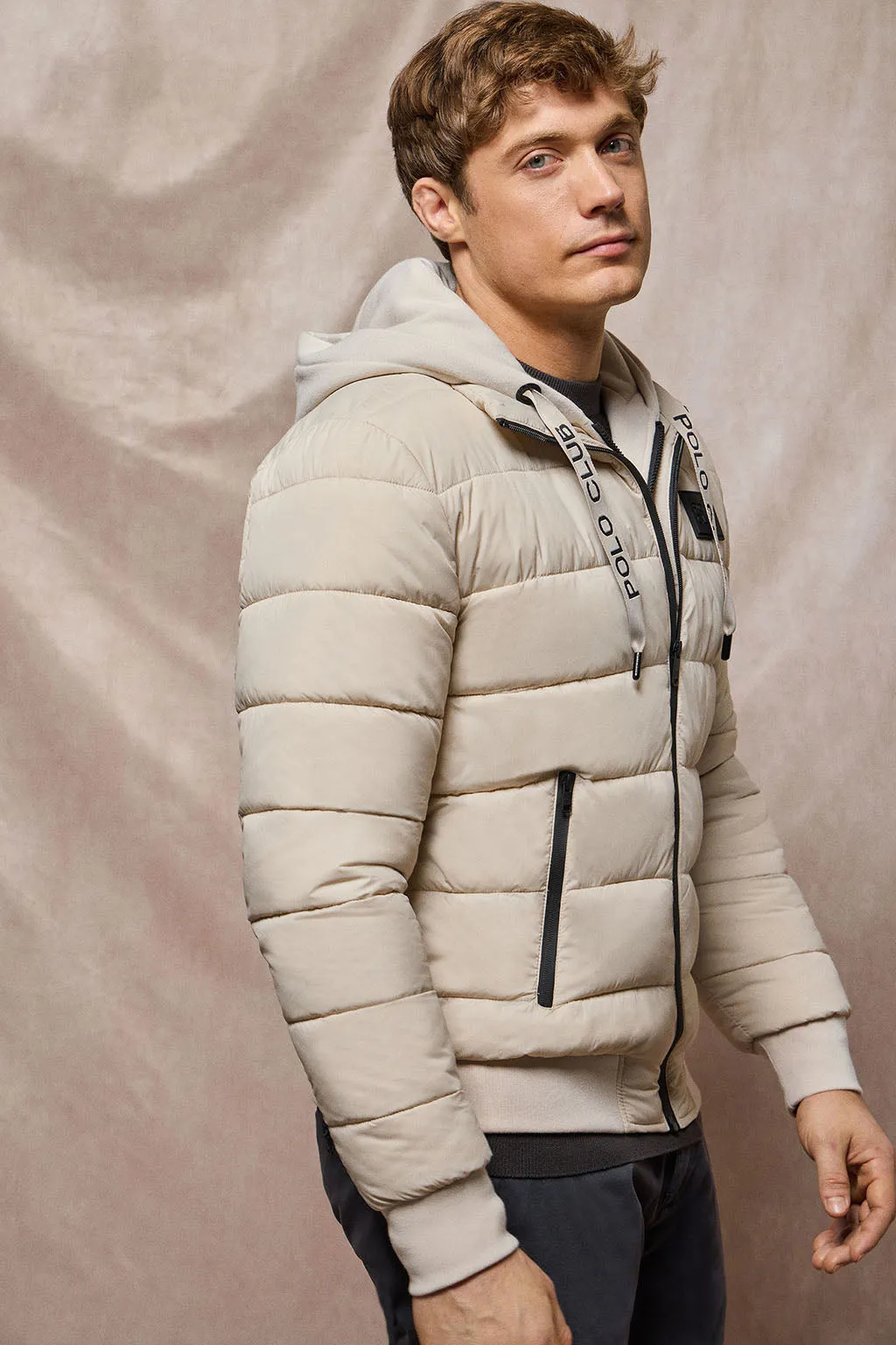 Chaqueta acolchada beige Canyon con detalles Polo Club
