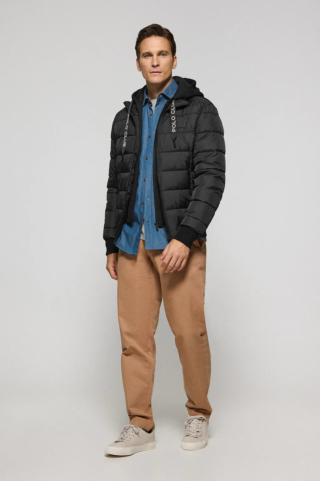 Chaqueta acolchada negra Canyon con detalles Polo Club