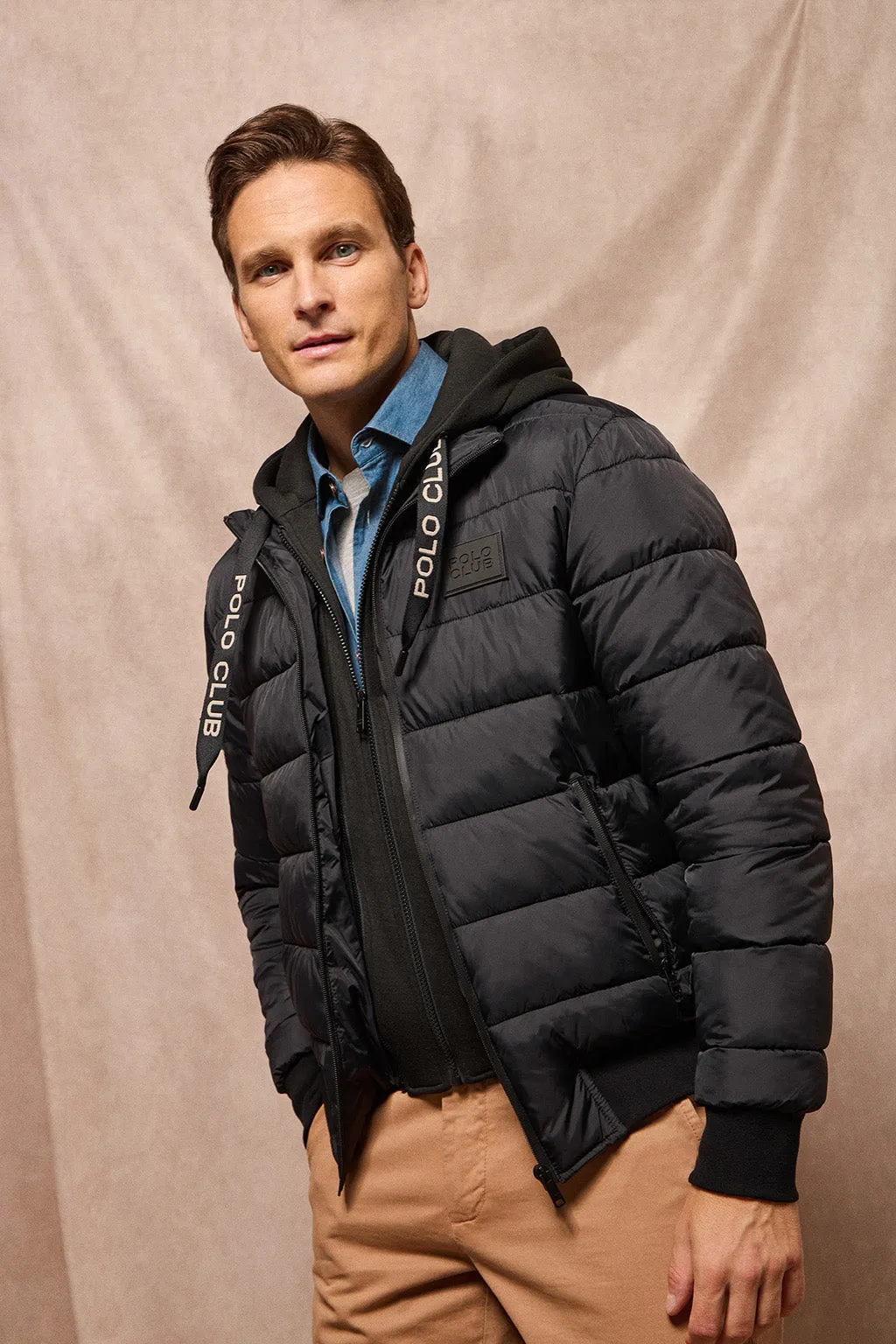 Chaqueta acolchada negra Canyon con detalles Polo Club