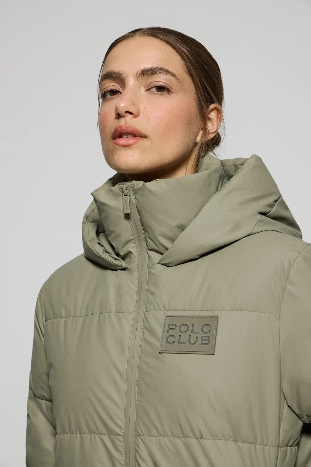Chaqueta acolchada verde Glacier de capucha fija y detalles Polo Club