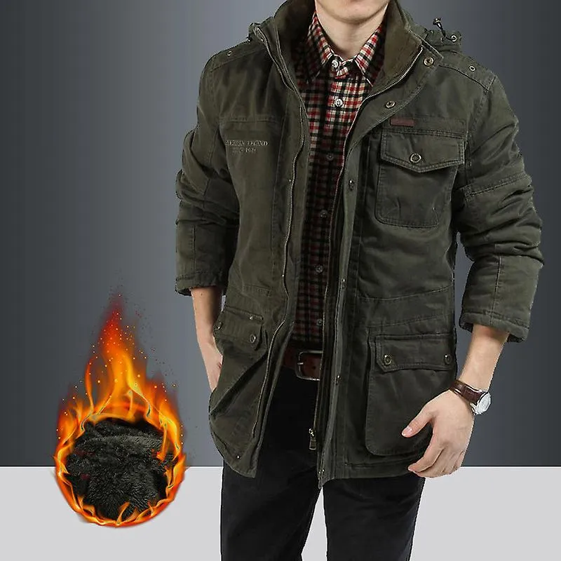 Chaqueta militar de invierno Hombres Parkas Cálido Cuello de piel gruesa Abrigos de lana Chaquetas cortavientos acolchadas de al