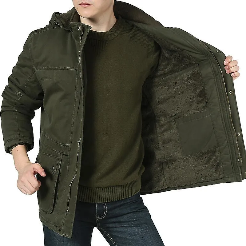 Chaqueta militar de invierno Hombres Parkas Cálido Cuello de piel gruesa Abrigos de lana Chaquetas cortavientos acolchadas de al