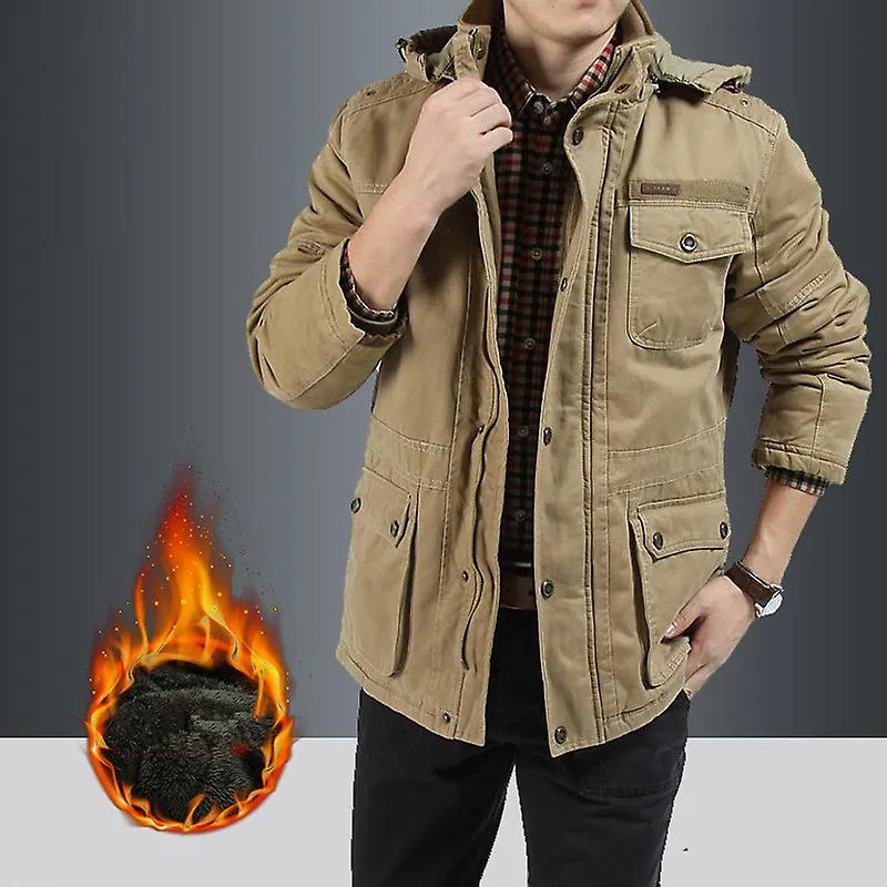 Chaqueta militar de invierno Hombres Parkas Cálido Cuello de piel gruesa Abrigos de lana Chaquetas cortavientos acolchadas de al