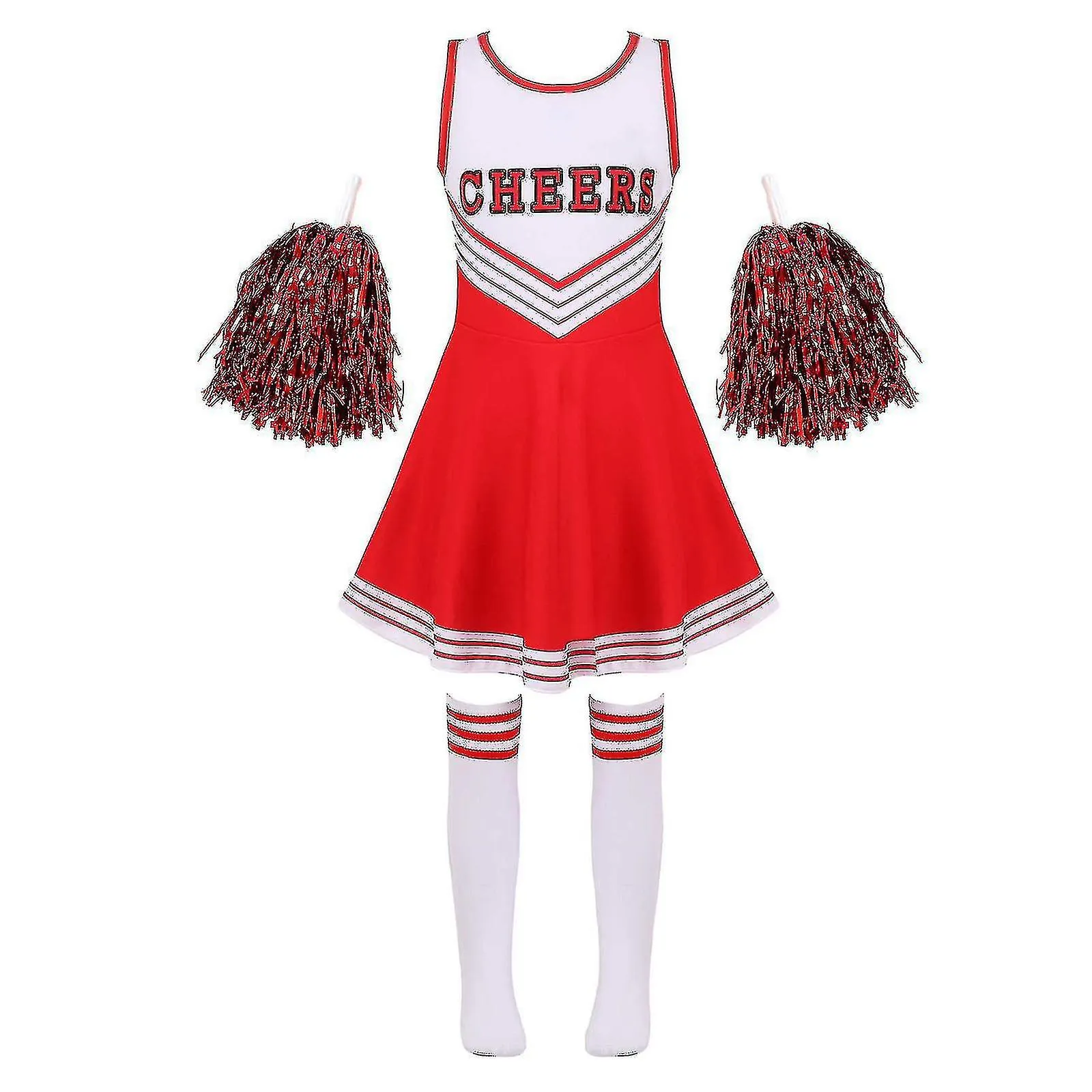 Chomel Girls Cheerleading Uniformes de baile para niños Rojo