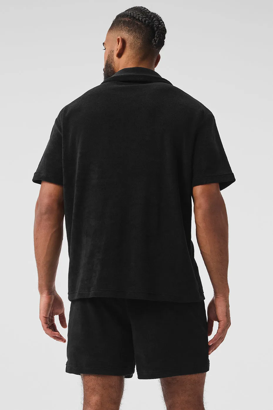 COASTAL TERRY BUTTON UP  BLACK
