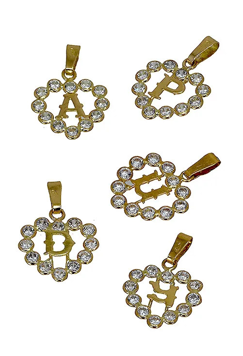 Colgante de oro, inicial F, en corazón para enamorados. 141_01141F