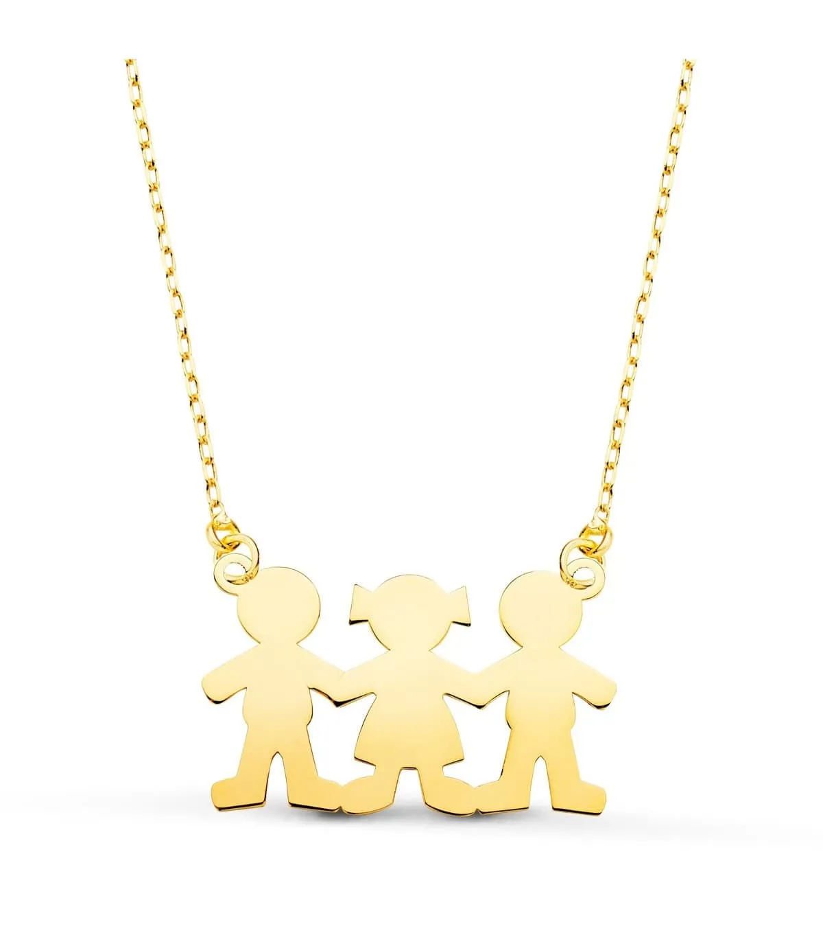 Collar personalizado silueta niños y niña Oro 18K