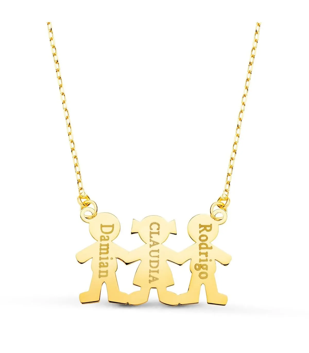 Collar personalizado silueta niños y niña Oro 18K