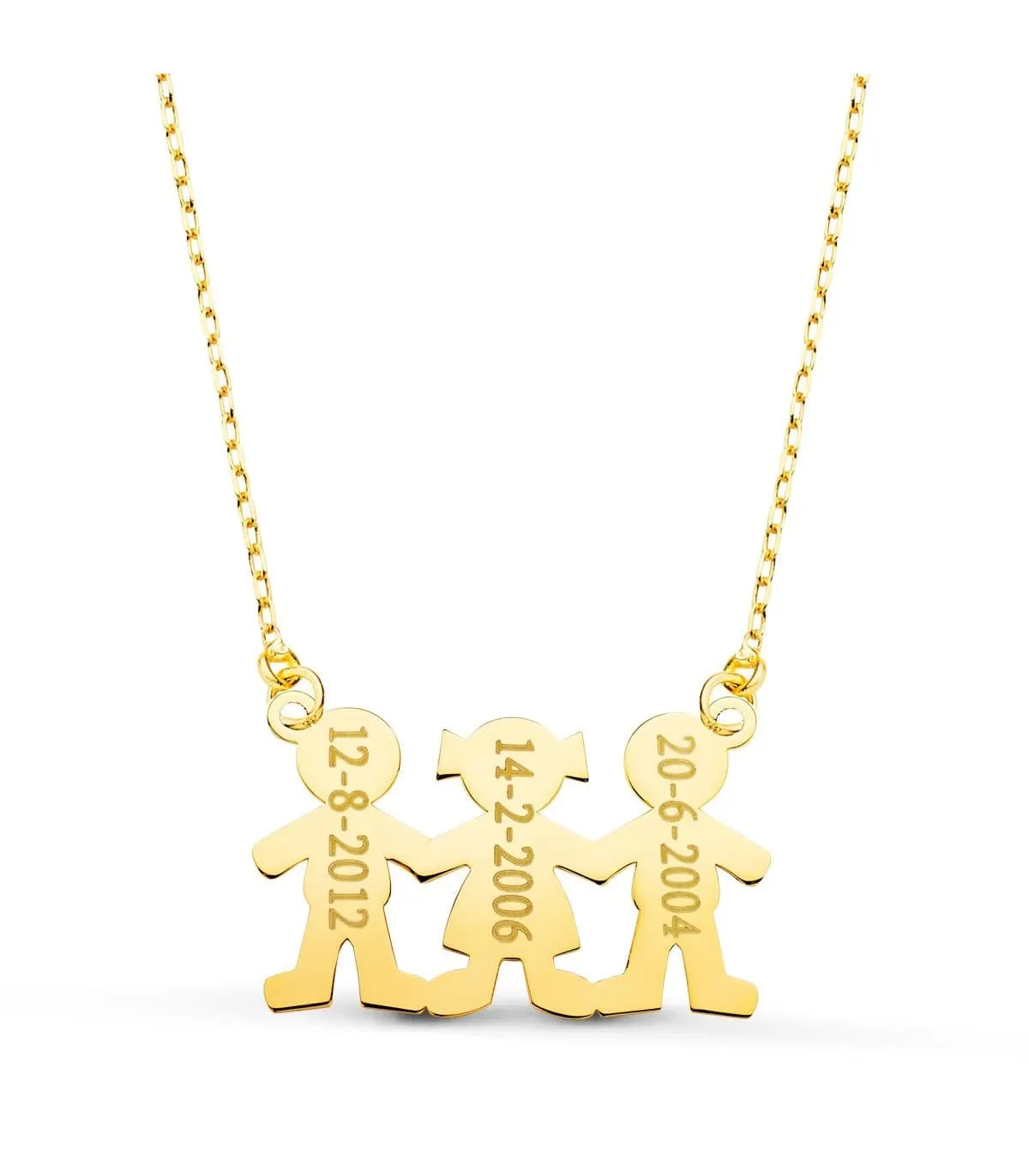 Collar personalizado silueta niños y niña Oro 18K
