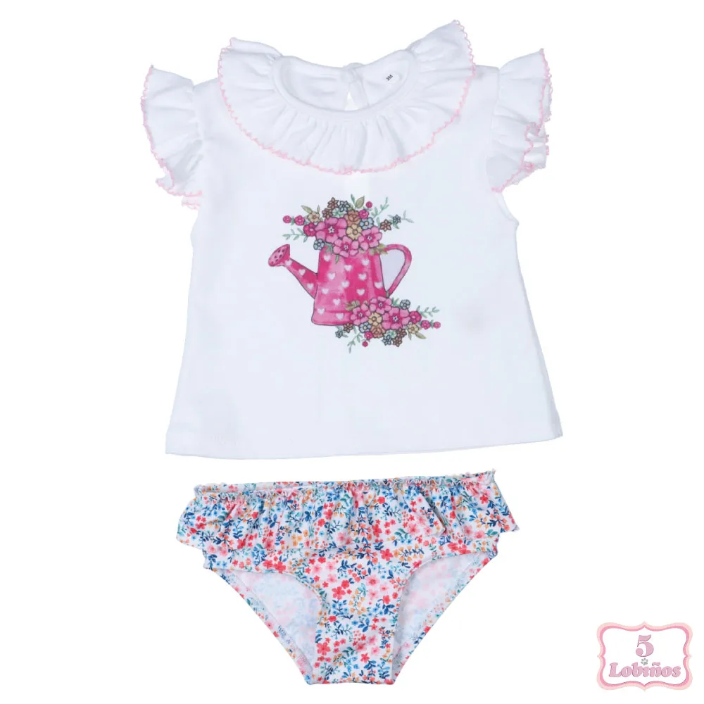 CONJUNTO BAÑO BEBÉ NIÑA FLORES Popys