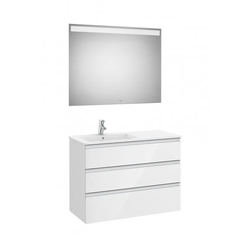 CONJUNTO DE MUEBLE 3 CAJONES, LAVABO Y ESPEJO CON LED THE GAP  ROCA