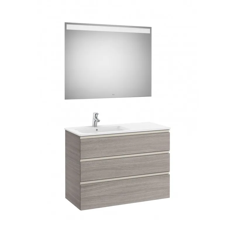 CONJUNTO DE MUEBLE 3 CAJONES, LAVABO Y ESPEJO CON LED THE GAP  ROCA
