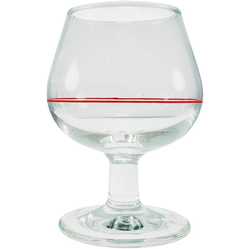 Copa de coñac antigua con filo rojo Duralex