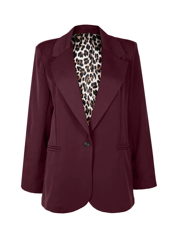 Daystar Blazer de mujer con interior animalier y parche de osito en la espalda