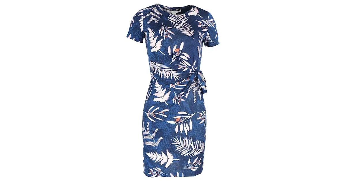 Diane Von Furstenberg Vestido con lazo en la cintura y estampado Zoe en seda multicolor Azul 