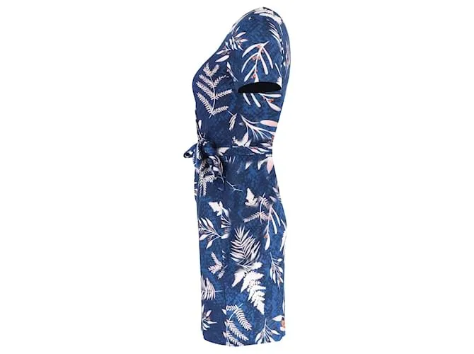 Diane Von Furstenberg Vestido con lazo en la cintura y estampado Zoe en seda multicolor Azul 
