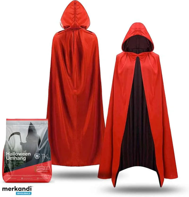 DISFRAZ DE VAMPIRO DE HALLOWEEN CAPE  ROJO Y NEGRO  CABO CON CAPUCHA PARA NIñOS Y ADULTOS  MUJERES Y HOMBRES
