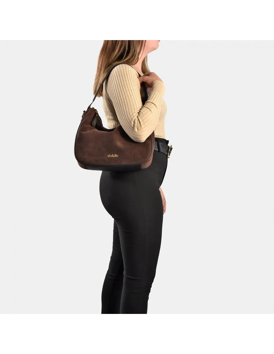 EL CABALLO Bolso de hombro en piel serraje con bandolera