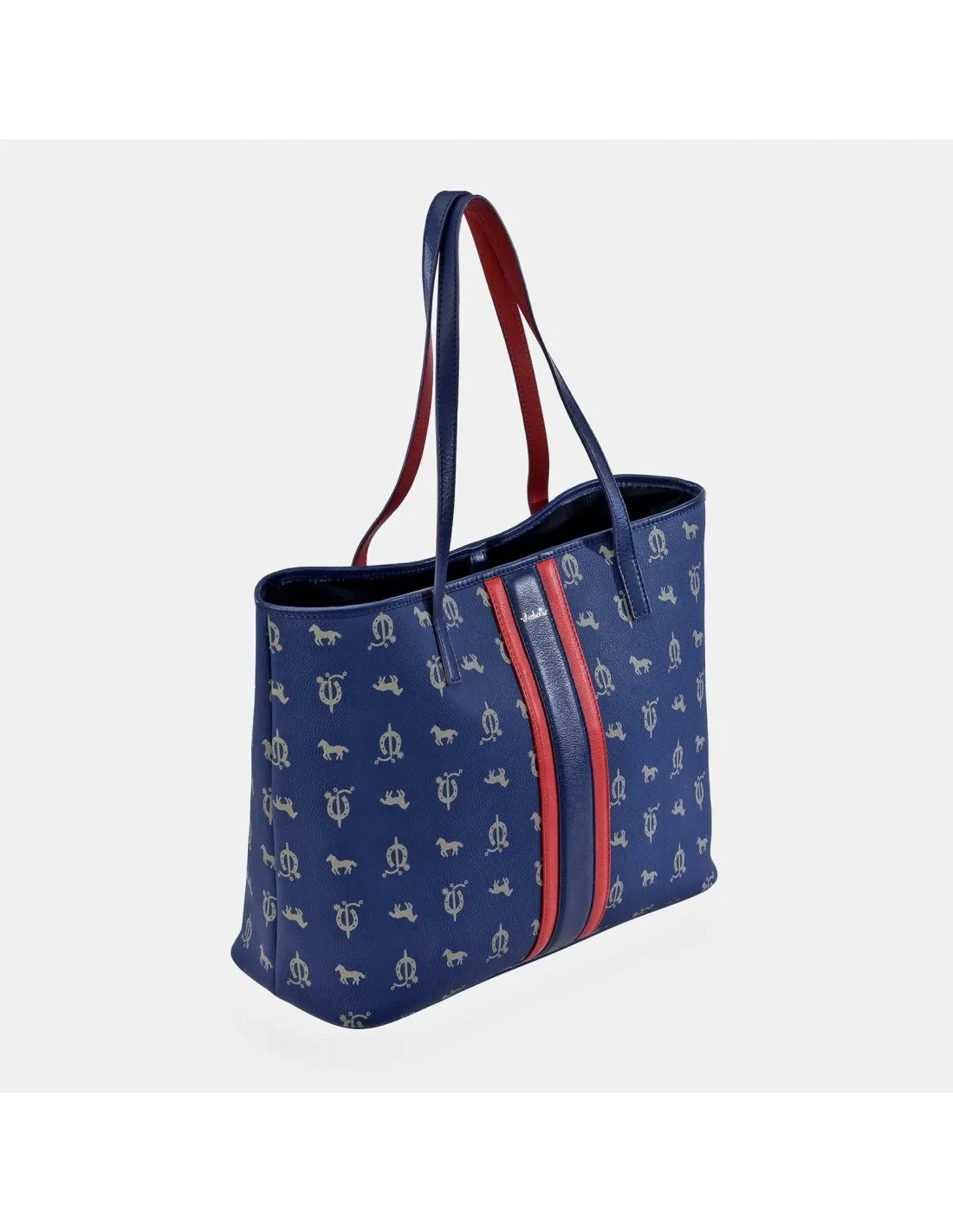 EL CABALLO Bolso shopping grande para mujer en piel y lona estampada