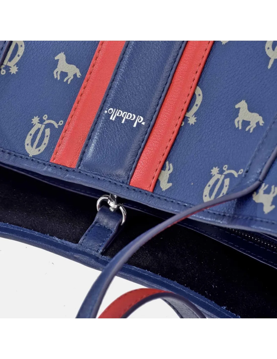 EL CABALLO Bolso shopping grande para mujer en piel y lona estampada