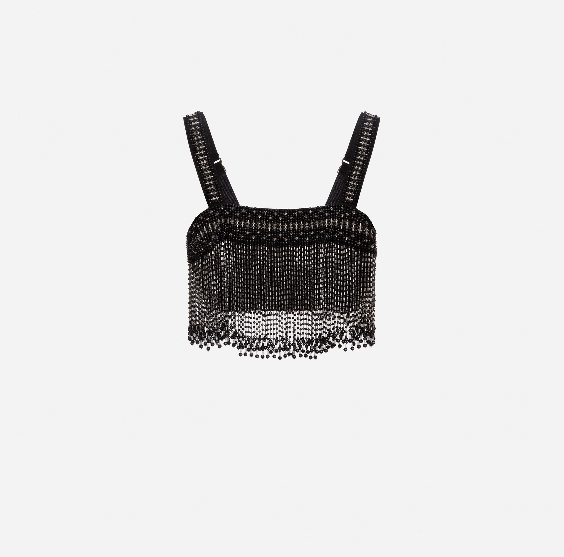 Elisabetta top con flecos de perlas
