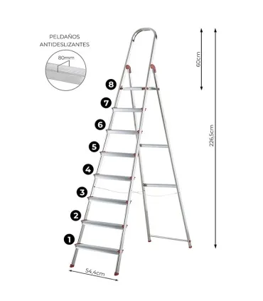 ESCALERA ALUMINIO UNICA 8 PELD ROLSER  UNI006