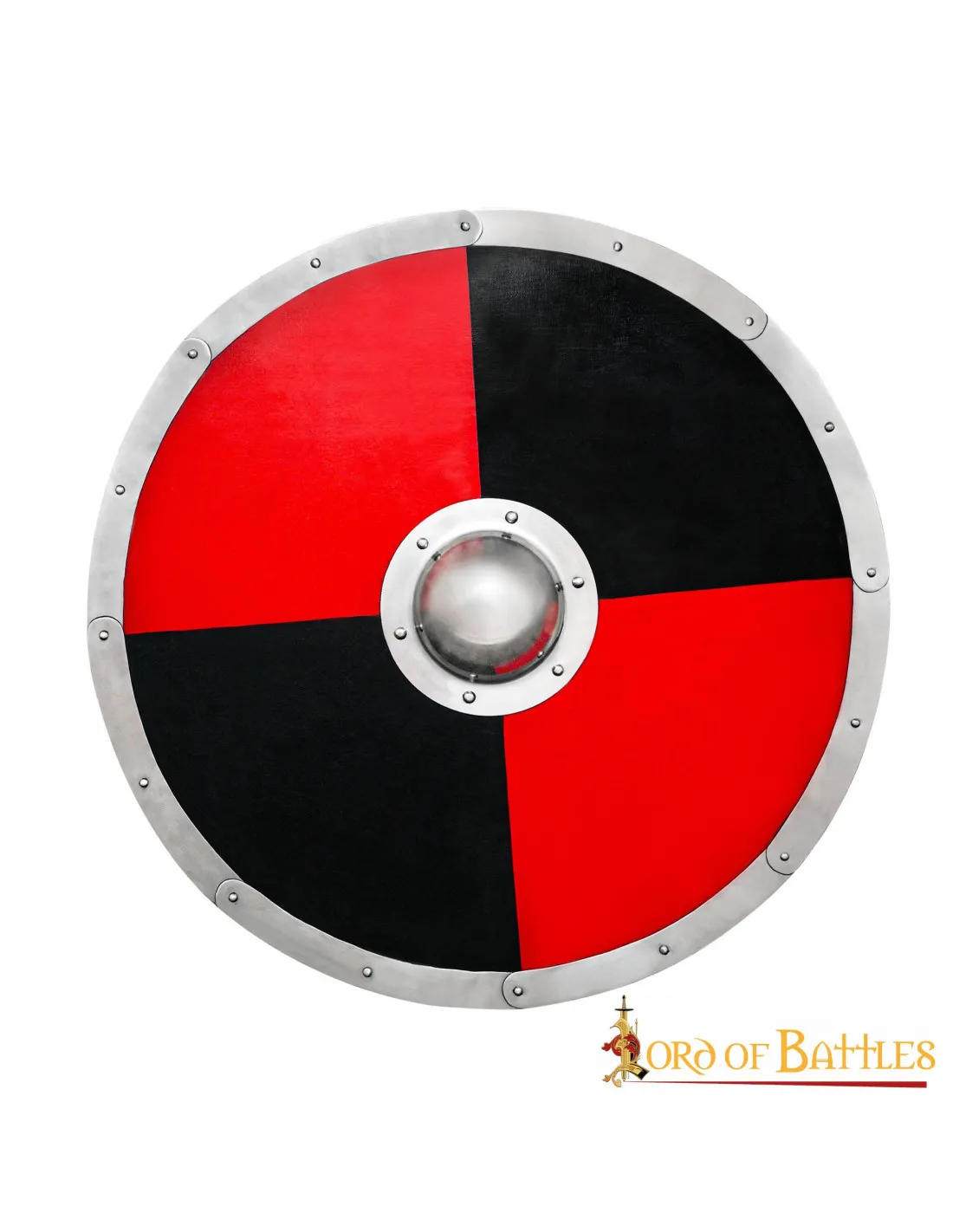 ESCUDO MEDIEVAL ANGLOSAJóN FUNCIONAL  NEGRO Y ROJO, 75 CM.