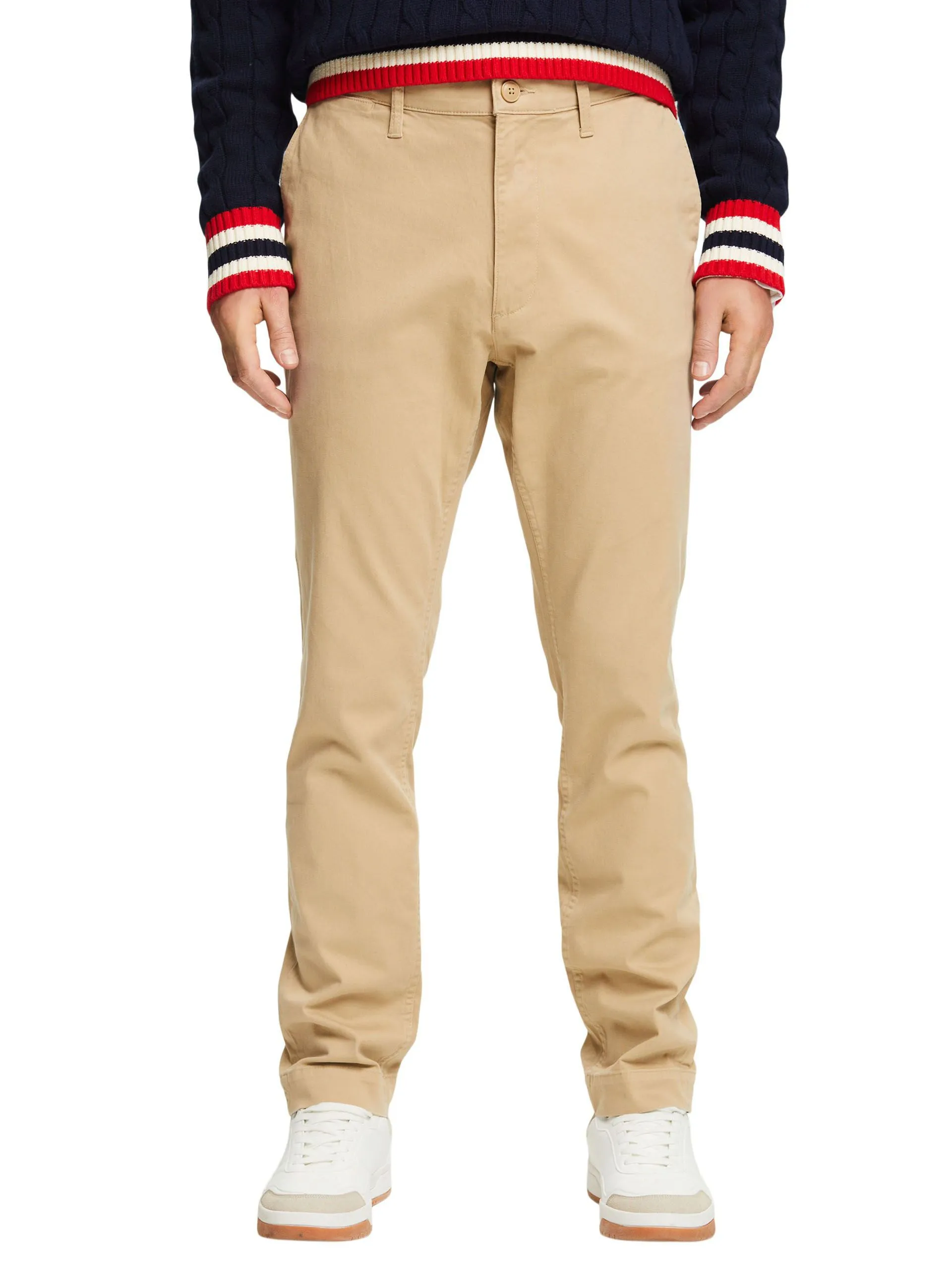 ESPRIT Pantalón chino con pernera estrecha en beige