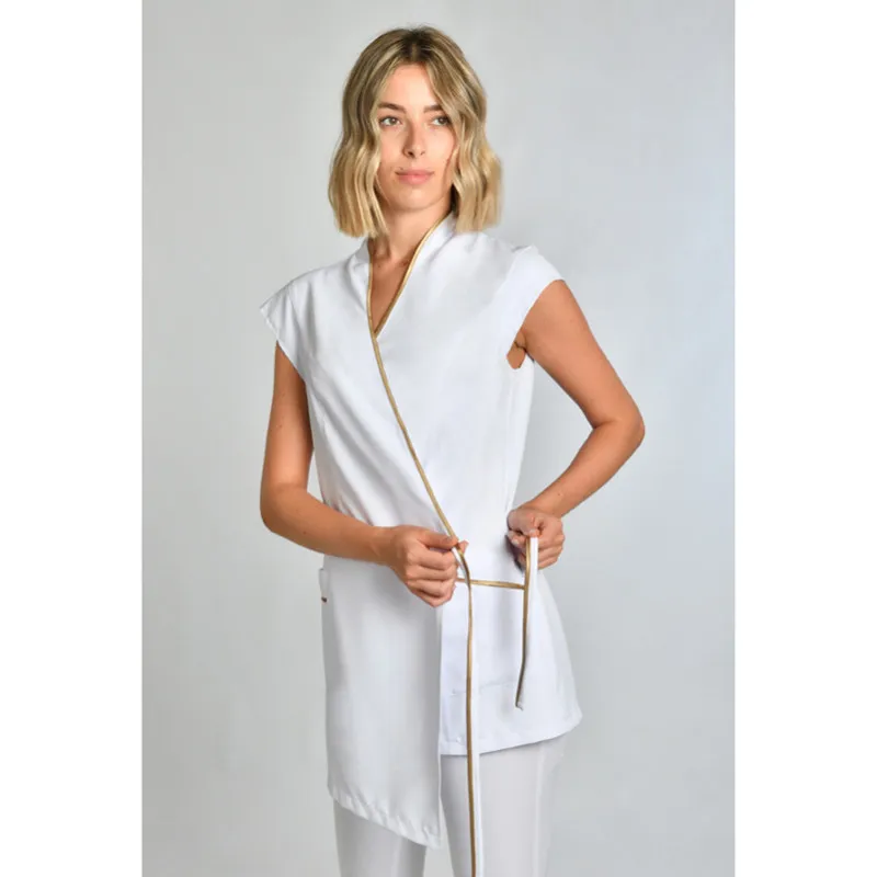ESTOLA KIMONO DE MICROFIBRA BLANCA VIVO DORADO  DYNEKE