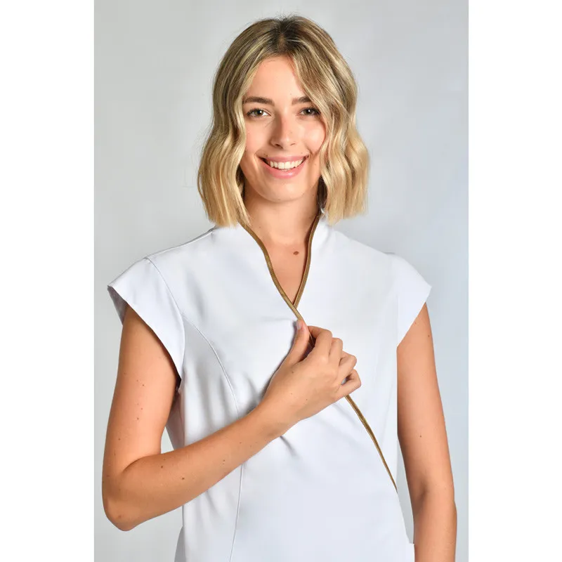 ESTOLA KIMONO DE MICROFIBRA BLANCA VIVO DORADO  DYNEKE