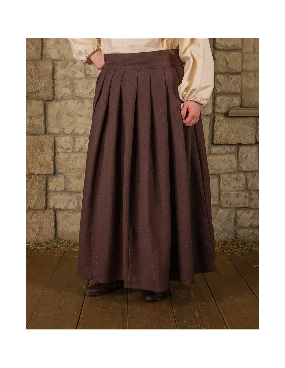 Falda medieval en algodón modelo Anna, marrón