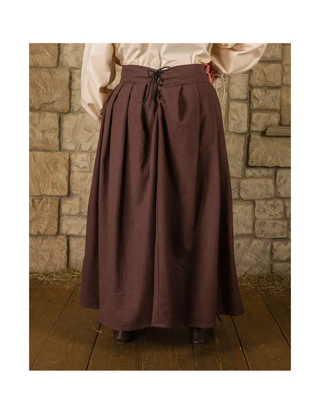 Falda medieval en algodón modelo Anna, marrón