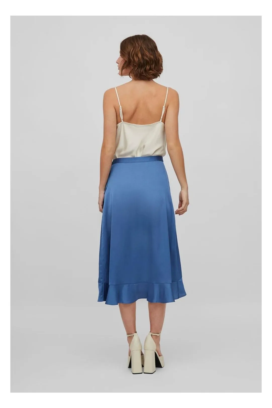 Falda satinada Viellette azul federal