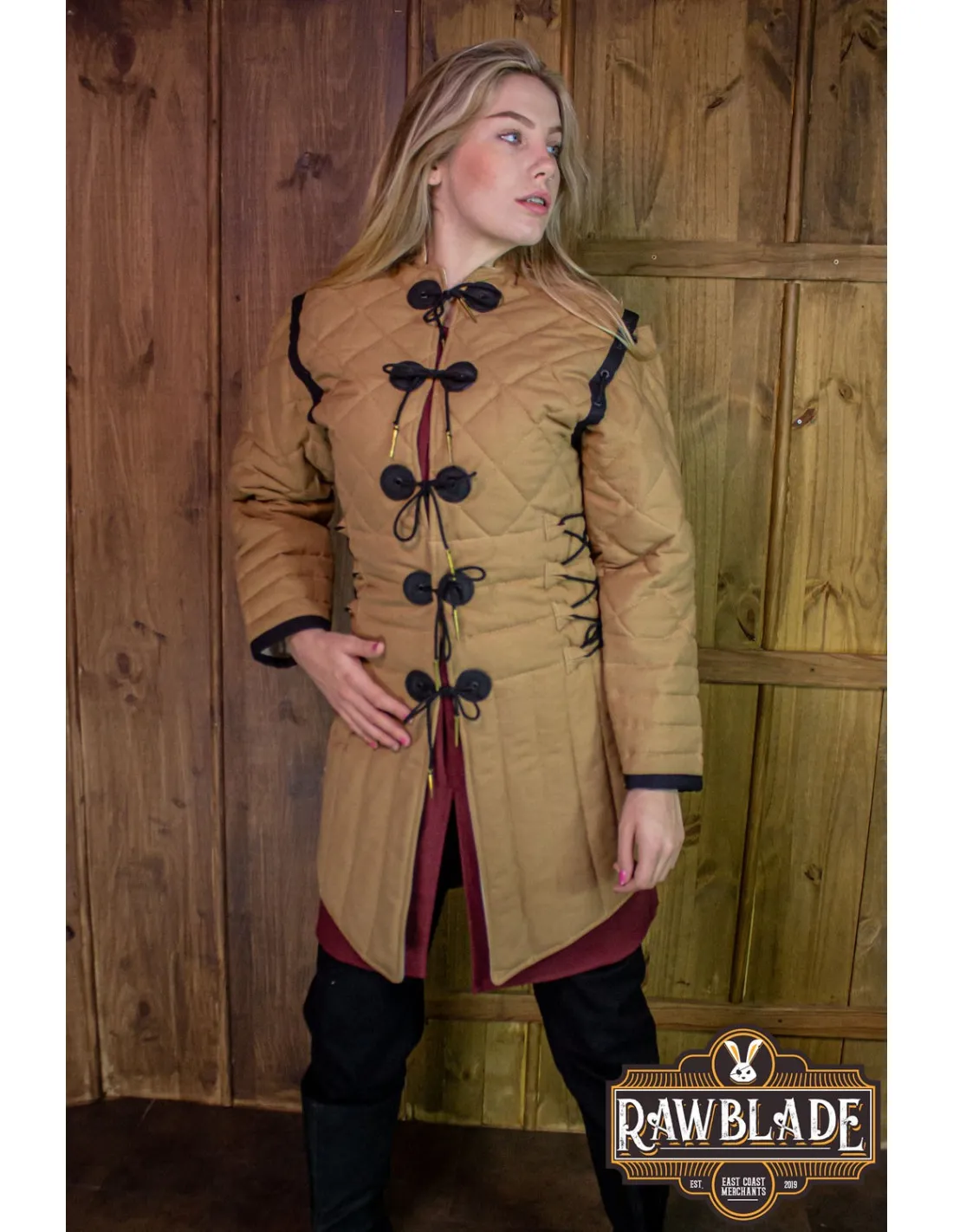 GAMBESóN MEDIEVAL COMPLETO MUJER MORGAUSE  MARRóN CLARO