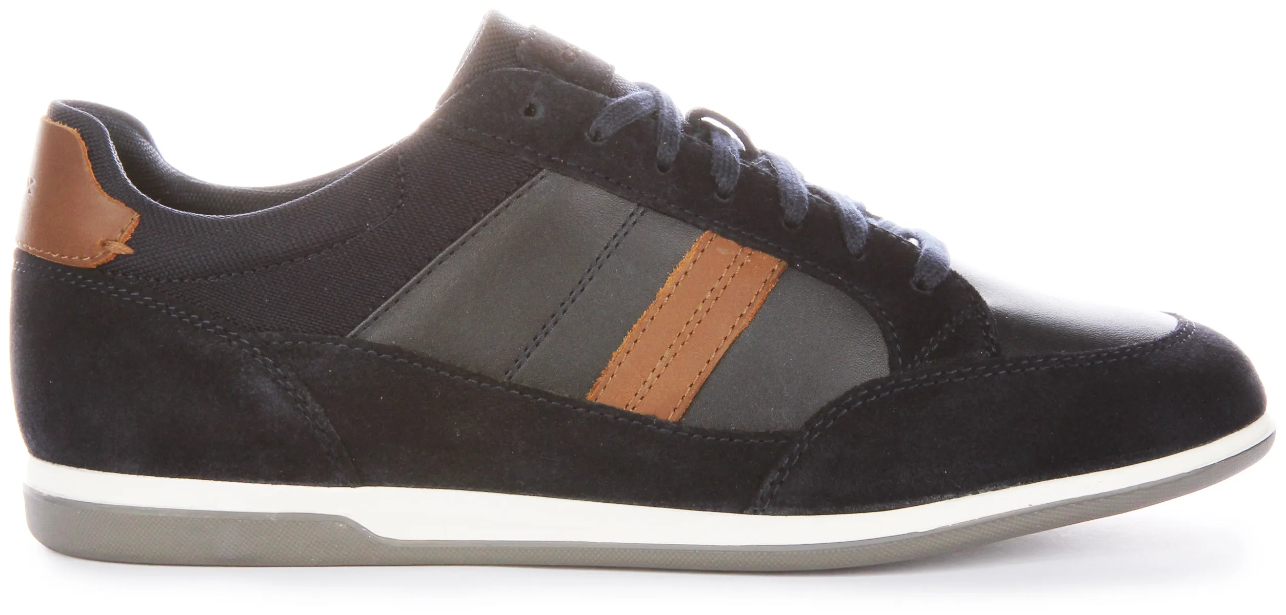 Geox U Rrnan A Zapatillas de Hombre de Cuero de Ante en Azul Marino Marrón