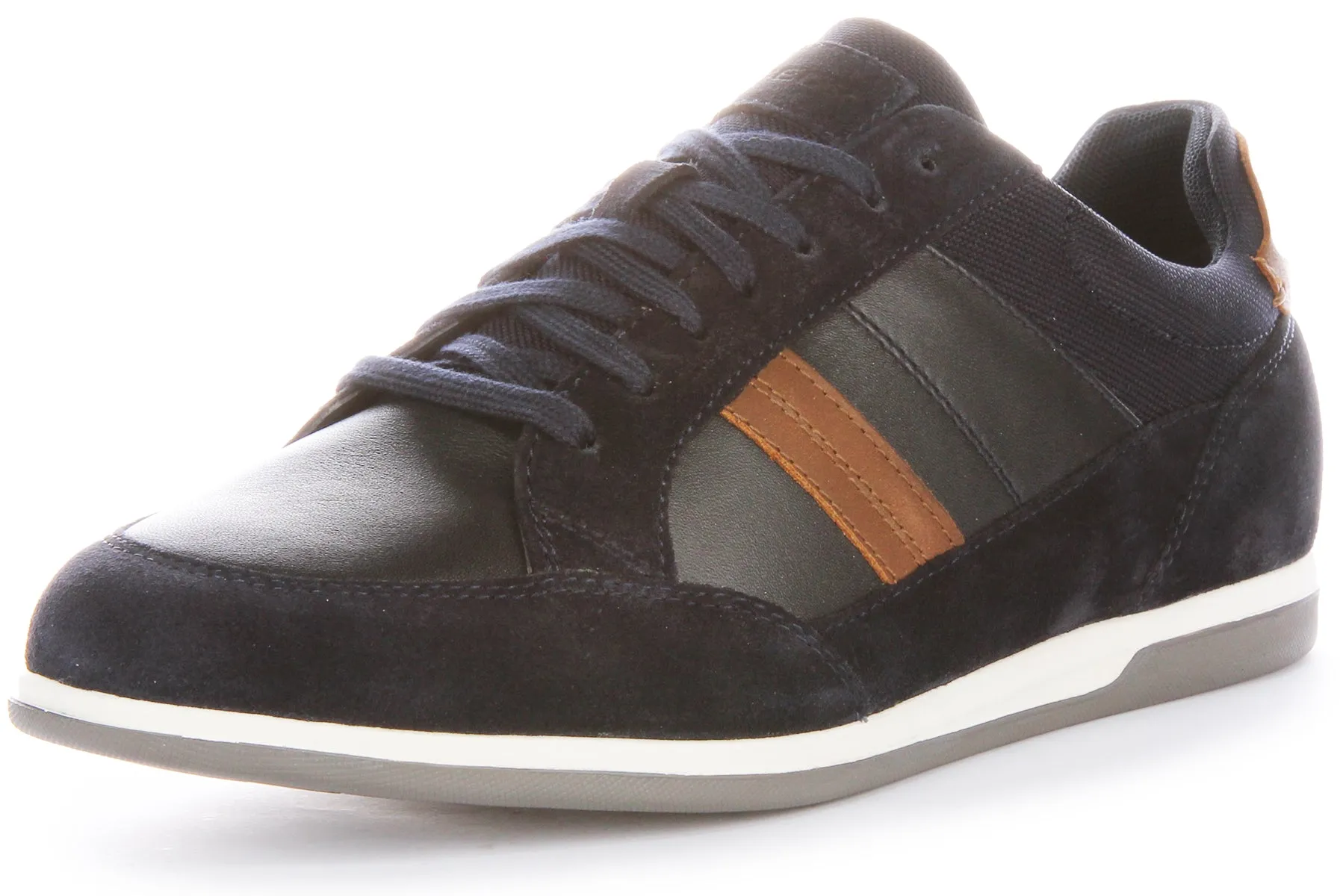 Geox U Rrnan A Zapatillas de Hombre de Cuero de Ante en Azul Marino Marrón