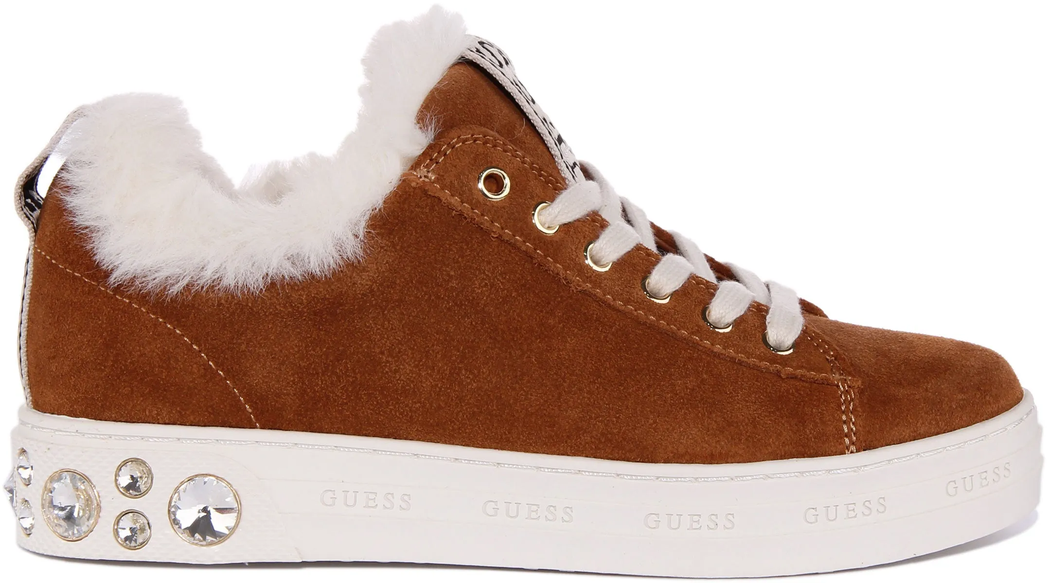 Guess Rivet Zapatillas de deporte de ante con cordones para mujer en bronceado