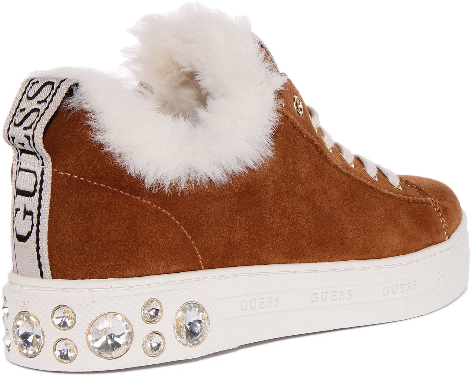 Guess Rivet Zapatillas de deporte de ante con cordones para mujer en bronceado