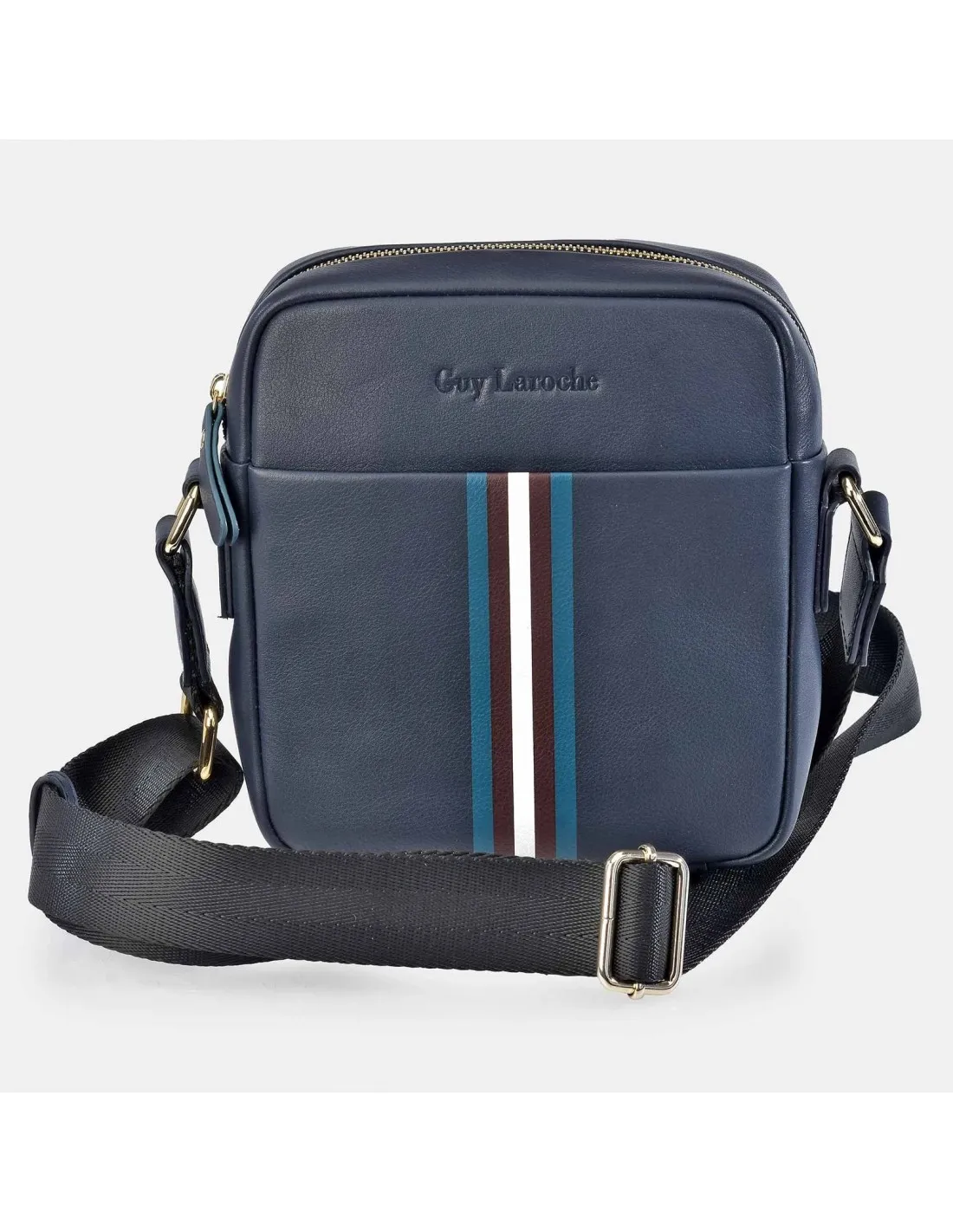 GUY LAROCHE Bolso de cruzar con cremallera para hombre en piel Rayas
